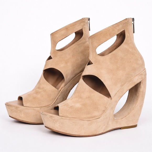 Ann Demeulemeester Shoes - Authentic - Ann Demeulemeester Size 39 Suede Cutout Platform Wedge Booties Italy